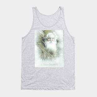 Frosted vintage Santa Claus Merry Christmas Greeting Tank Top